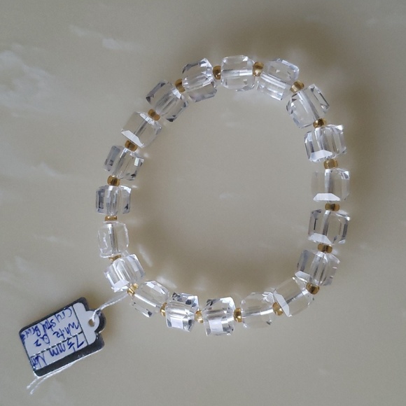 White clear crystal 7.5 mm facet bracelet - Picture 2 of 4